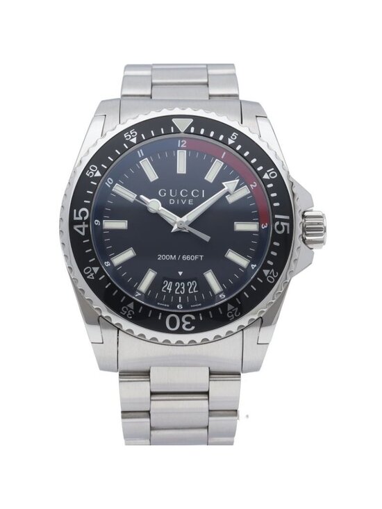 Gucci Dive Watch 136.2 Box SS Black Polished